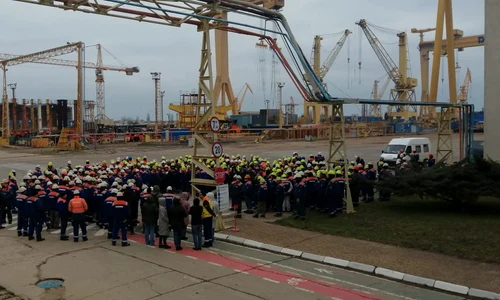 Protest la Șantierul Naval Mangalia FOTO BNS