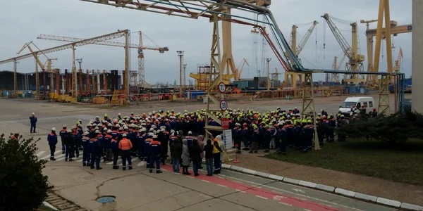 Protest la Șantierul Naval Mangalia FOTO BNS