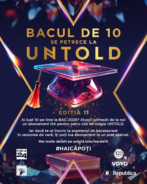  Pentru al unsprezecelea an consecutiv, UNTOLD celebrează excelența elevilor de 10 prin campania BAC de 10