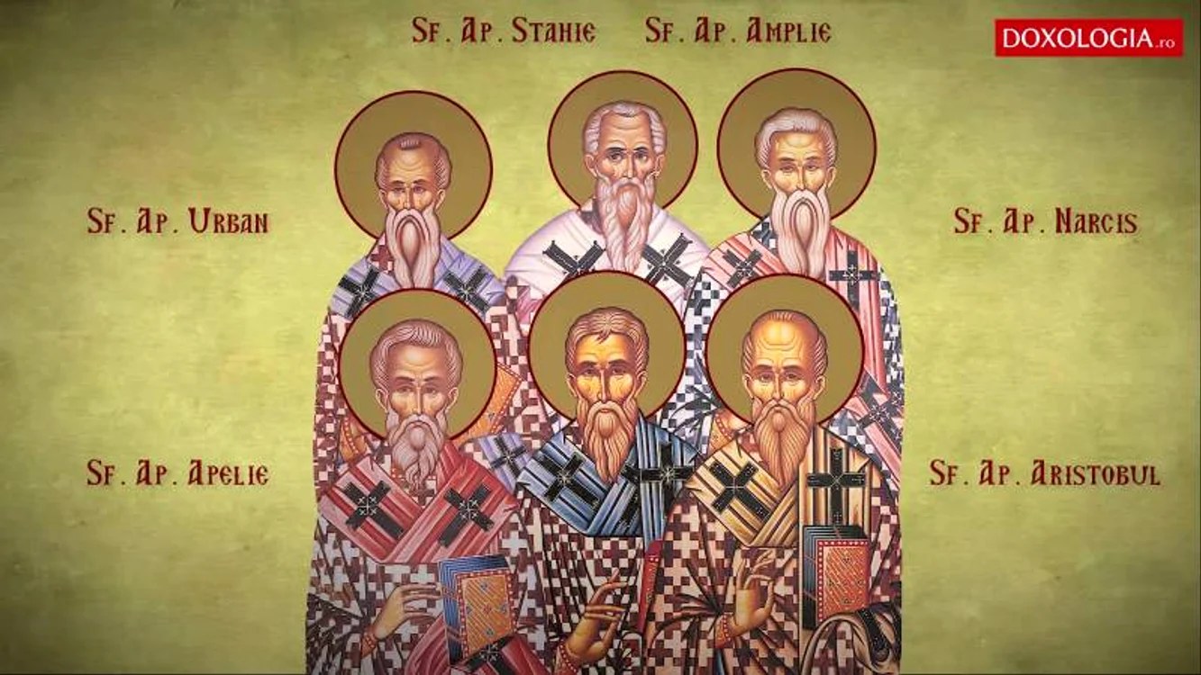 
    Sfinții Apostoli din cei șaptezeci: Stahie, Amplie, Urban, Narcis, Apelie si Aristobulfoto: doxologia.ro  