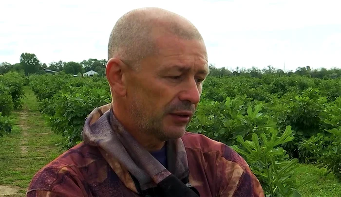 Valentin Badea, proprietarul livezii de la marginea Buzăului. Foto: Iulian Bunilă