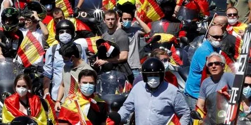 Proteste la Madrid Spania împotriva COVID-19 FOTO EPA-EFE