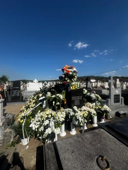 Mormântul lui Mihai Leu, acoperit în întregime de flori și coroane / foto: Click!