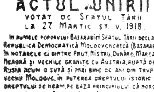27 martie: Are loc Unirea Republicii Democratice Moldoveneşti cu România jpeg