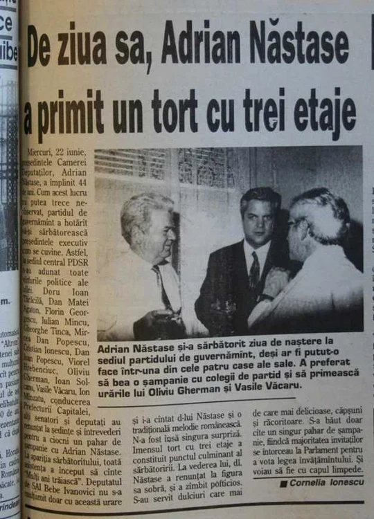 Cum isi sarbatorea Adrian Nastase ziua in 1994 