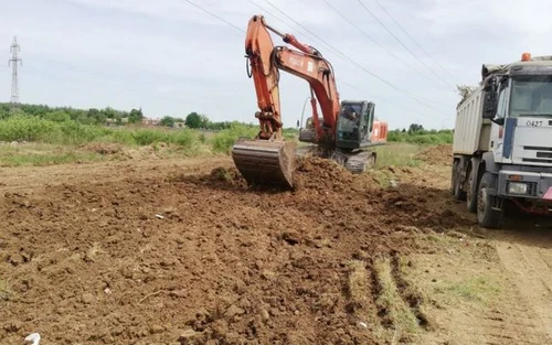 Lucrări la construcţia centurii Timişoara-sud FOTO DRDP