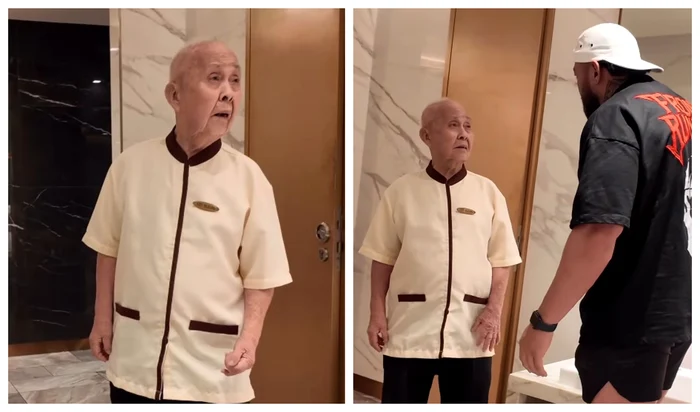 Bătrânul l-a emoționat pe Jaden Laing / foto: captura video