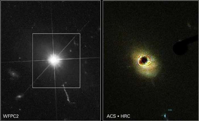 Nucleu de quasar fotografiat de Telescopul spaţial Hubble. Sursa foto: wikipedia