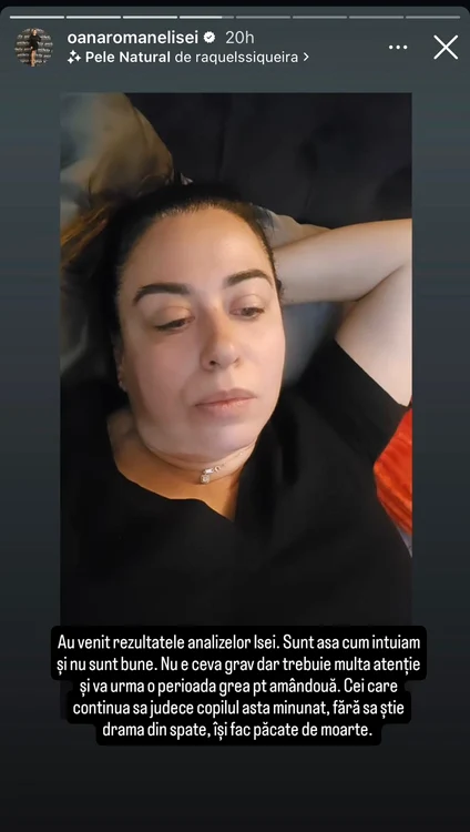 Oana Roman dezvăluie că fiica ei se confruntă cu probleme de sănătate / Foto: Instagram