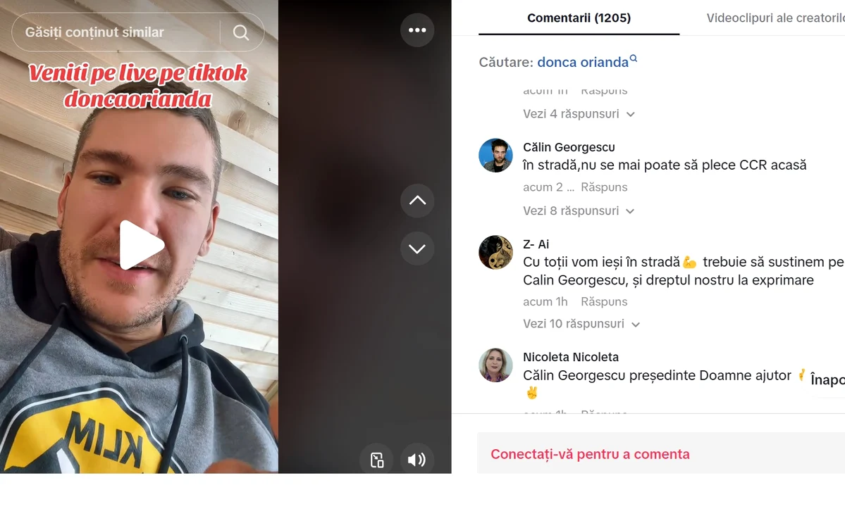 Călin Donca, primul în lista influencerilor, a postat după decizia CCR FOTO: captura TikTok