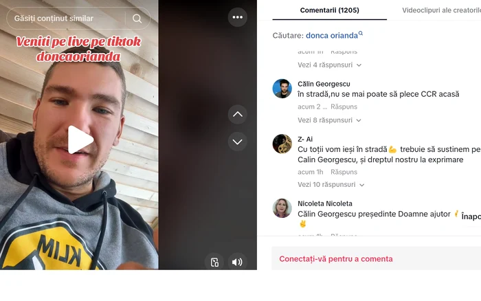Călin Donca, primul în lista influencerilor, a postat după decizia CCR FOTO: captura TikTok