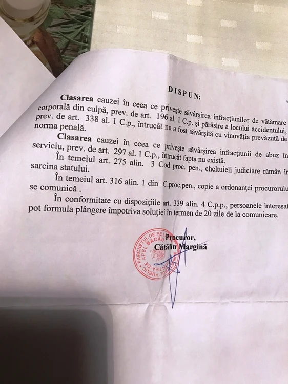 Ordonanţă de clasare Dragoş Benea