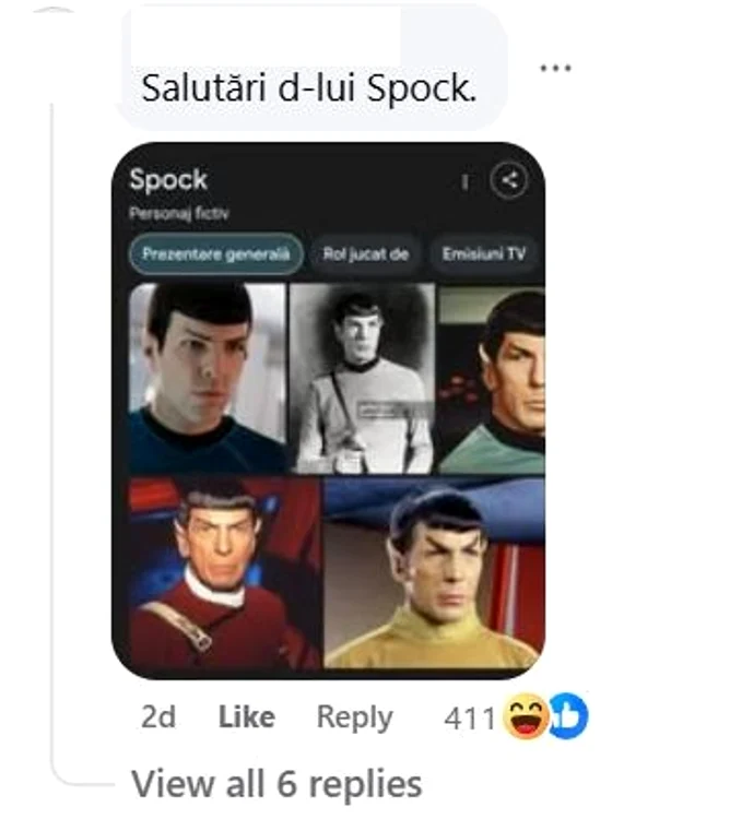 Cristi Borcea, comparat cu Spock - Foto: captură social media