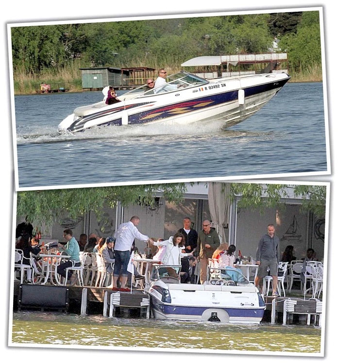 Viorel Cataramă şi Tiberiu Urdăreanu  şi-au scos soţiile la plimbare pe lac,  apoi la un prânz la terasă