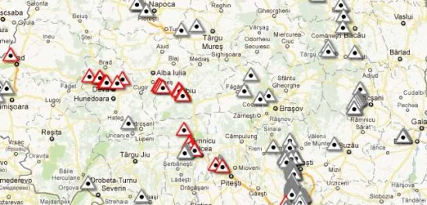 Harta "punctelor negre" identificate pe drumurile naționale