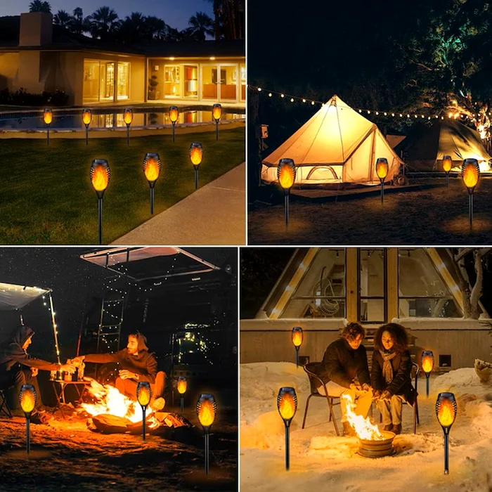 Lămpi solare de exterior Echi Soul design cu flacără Foto eMAG jpg