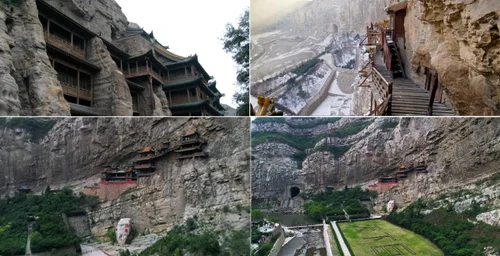 Mănăstirea suspendată din China Hengshan sau Xuankong veche de peste un mileniu și jumătate Colaj YouTube