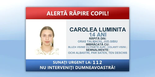 Alertă răpire copil din Tălmaciu Sibiu elemente de identificare a victimei Sursa IPJ Sibiu jpeg