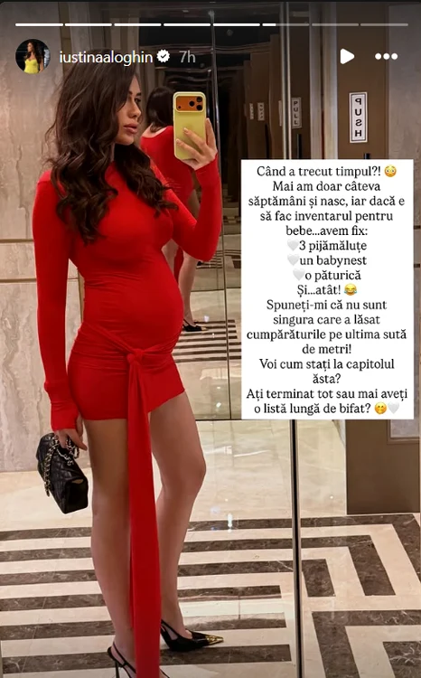Iustina se pregătește să nască. Foto: Instagram
