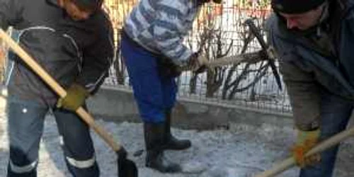 Deținuții deszăpezesc străzile