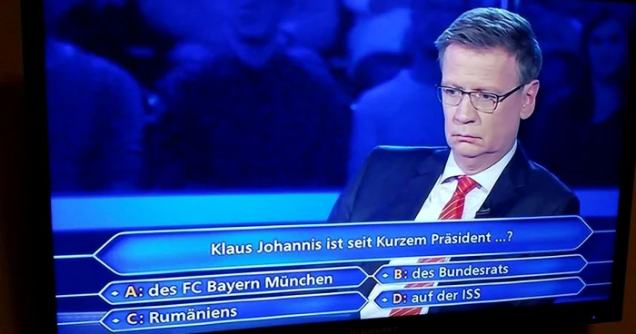 Klaus Iohannis a fost subiectul unei întrebări a concursului „Vrei să fii milionar“ a postului german de televiziune RTL FOTO Facebook