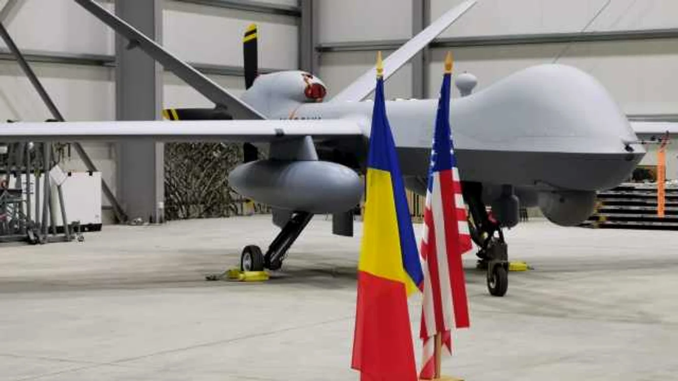 Dronă de luptă MQ-9 Reaper în hangarul de la Câmpia Turzii FOTO Facebook