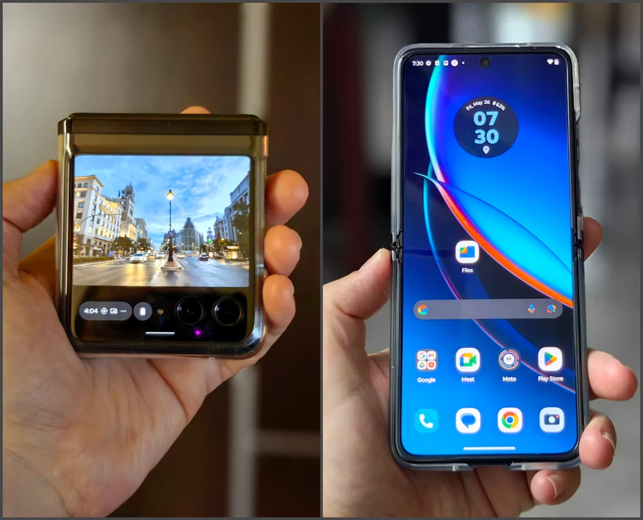 Motorola RAZR 40 Ultra închis și deschis.