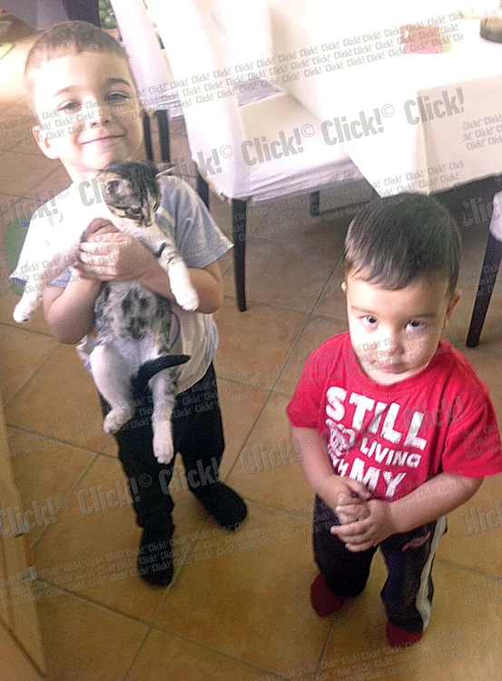 Maximus ţine motanul strâns în braţe