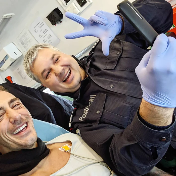 Vladmir Drăghia nu şi-a pierdut simţul umorului nici când a fost urcat pe targă