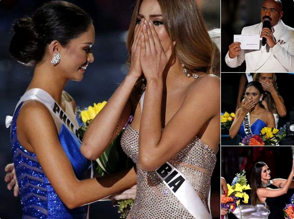 Nu, Miss Columbia nu e Miss Universe 2015, deşi a primit coroniţa...Sursa foto: Twitter