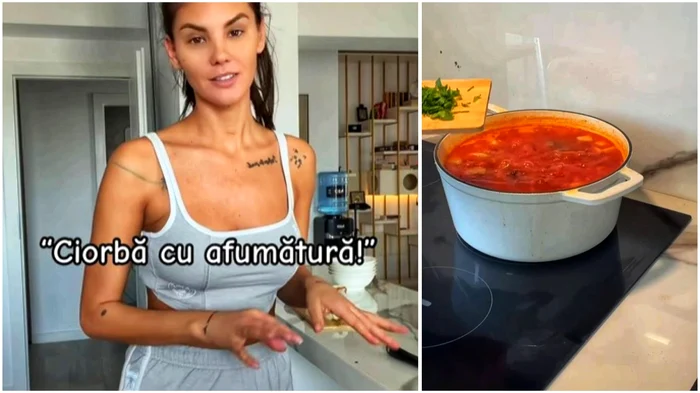 Ramona Olaru a gătit ciorbă cu afumătură - Foto: colaj Instagram