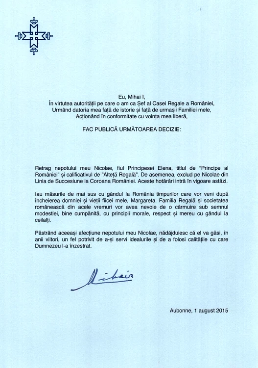Mesajul Regelui Mihai