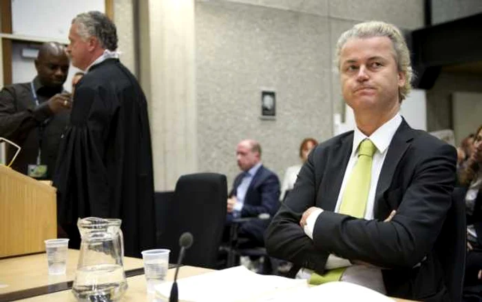 Geert Wilders în timpul procesului din 2010, când a incitat la ură împotriva musulmanilor FOTO AFP