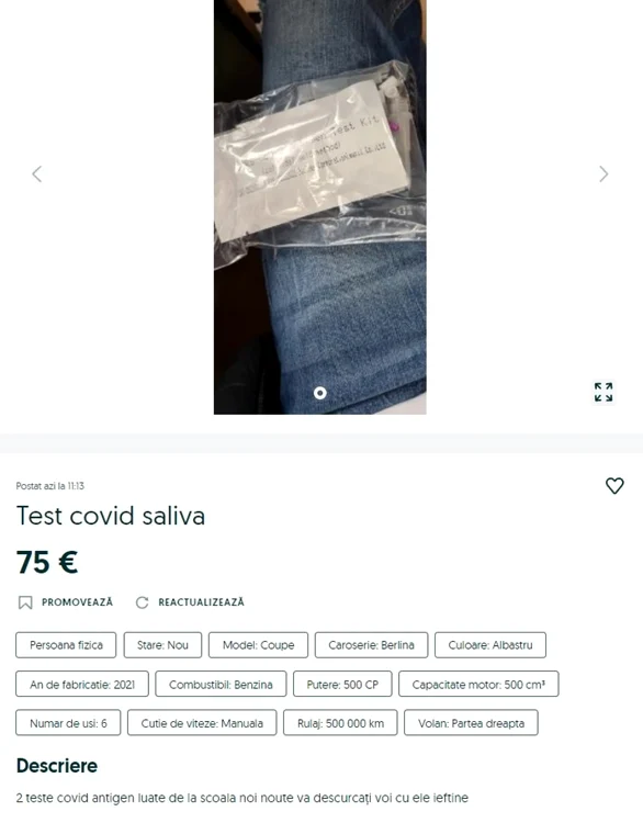 test saliva vânzare