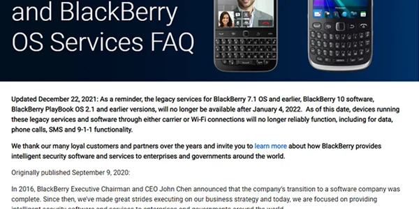Incetare functii BlackBerry OS