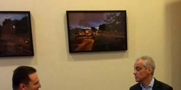 Intalnire intre ambasadorul Romaniei in Statele Unite George Cristian Maior si primarul orasului Chicago Rahm Emanuel FOTO Ambasada Romaniei în Statele Unite