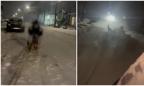 2 adolescente din serbia, trase cu sania de o masina, au fost calcate de o masina FOTO captura vid Blic