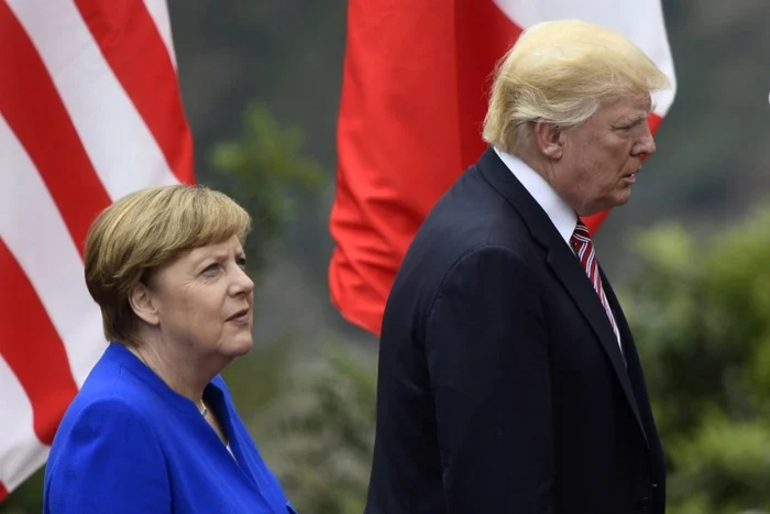 Angela Merkel ;i Donald Trump, la summitul G7 din Taormina FOTO AFP