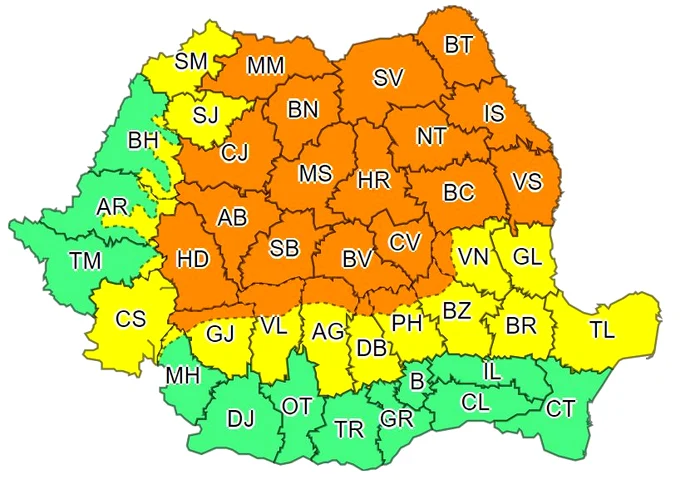 
    Vremea intră într-un ușor proces de racire, iar pste România se abat ploi abundenteSursa foto: ANM  