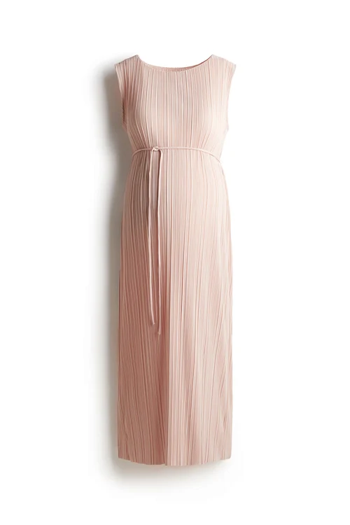 Rochie plisată roz-pudrat