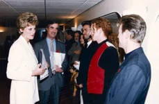 Prințesa Diana întâlnindu se cu George Michael, Mick Hucknall și David Bowie pe Wembley Arena, profimedia 0498564331 jpg