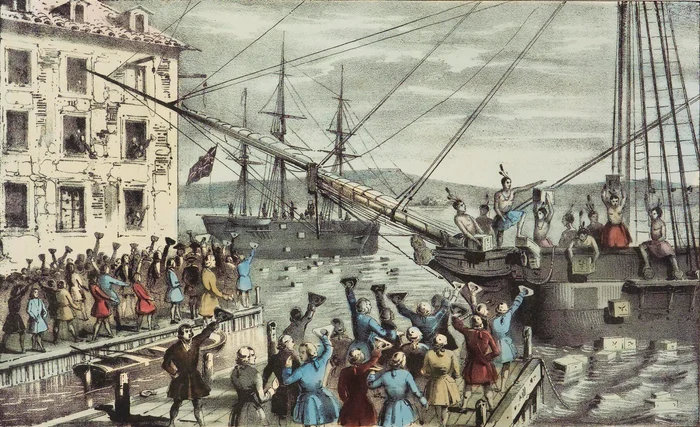 Boston Tea Party, litografie de Nathaniel Currier. FOTO: Wikipedia