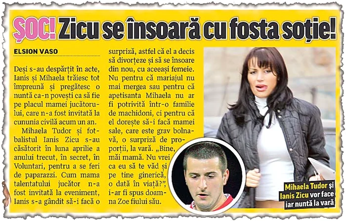 La 29 ianuarie 2010,  ziarul Click! anticipa  recăsătoria lui  Ianis cu Mihaela