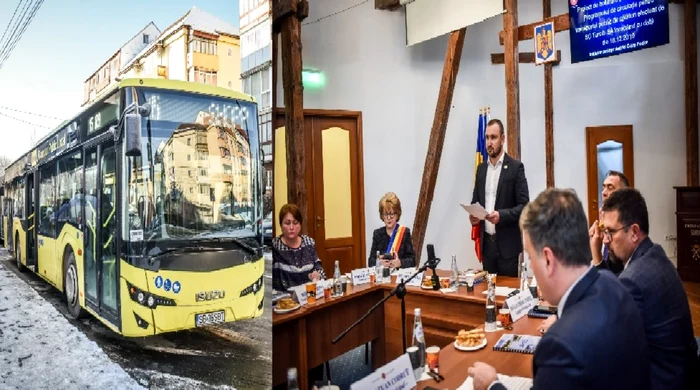 Societatea de transport în comun şi Consiliul Local din Municipiul Sibiu Foto colaj - credit TS