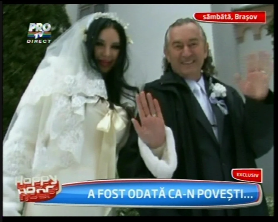 Miron şi Marinela s-au căsătorit sâmbăta trecută la Braşov (captură foto Happy Hour)