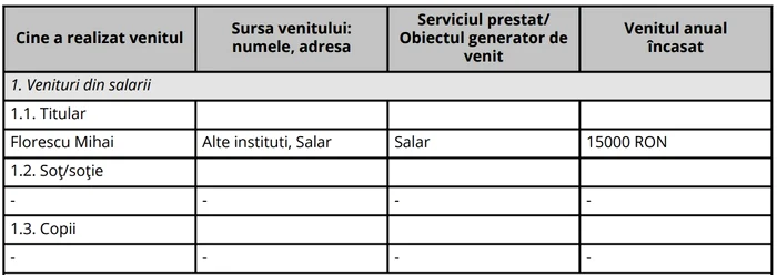 Extras din declarația de avere depusă în ianuarie 2023 FOTO integritate.eu
