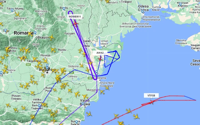 Numai în prima parte a zilei două avioane de supraveghere au zburat deasupra României