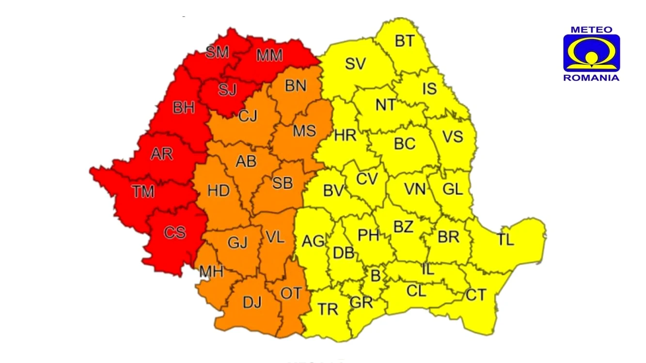
    Jumătatea de est a României se află sub cod galben de furtuni  