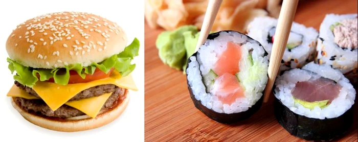 colaj hamburger sushi