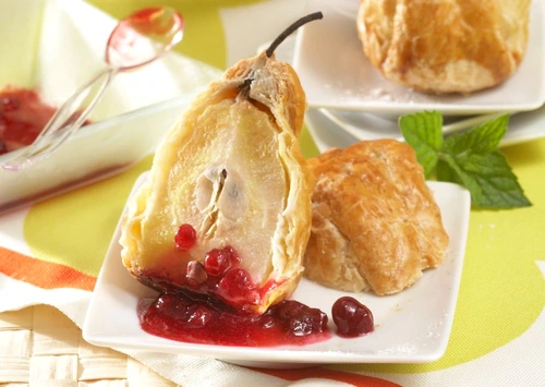 Pear pockets with cranberry sauce jpeg